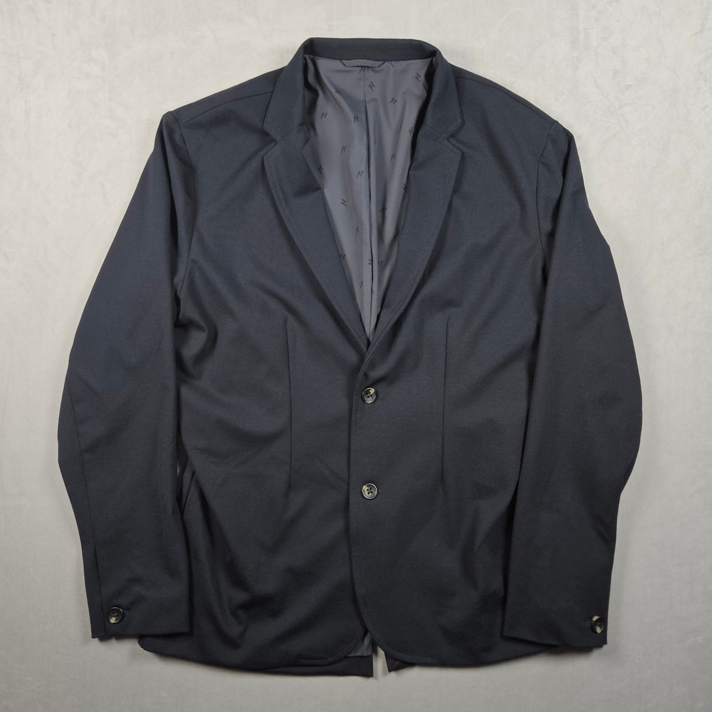 Mugsy Blazer Mens Large Navy Blue Performance Stretch Rayon Blend Vented Jacket